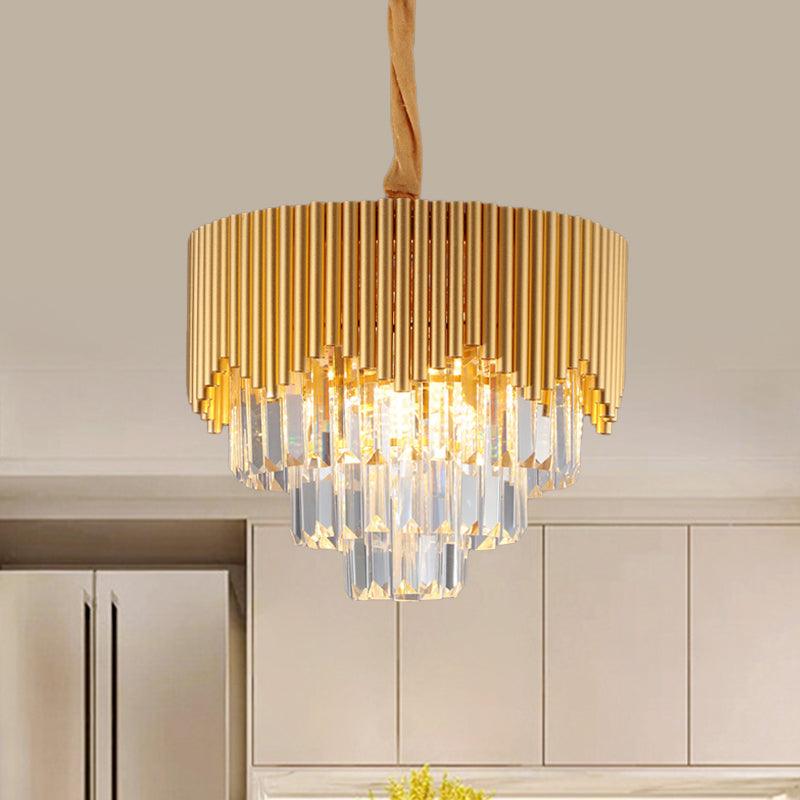 4/6/8 Heads Clear Crystal Prisms Chandelier Modern Gold Finish - Rebooters
