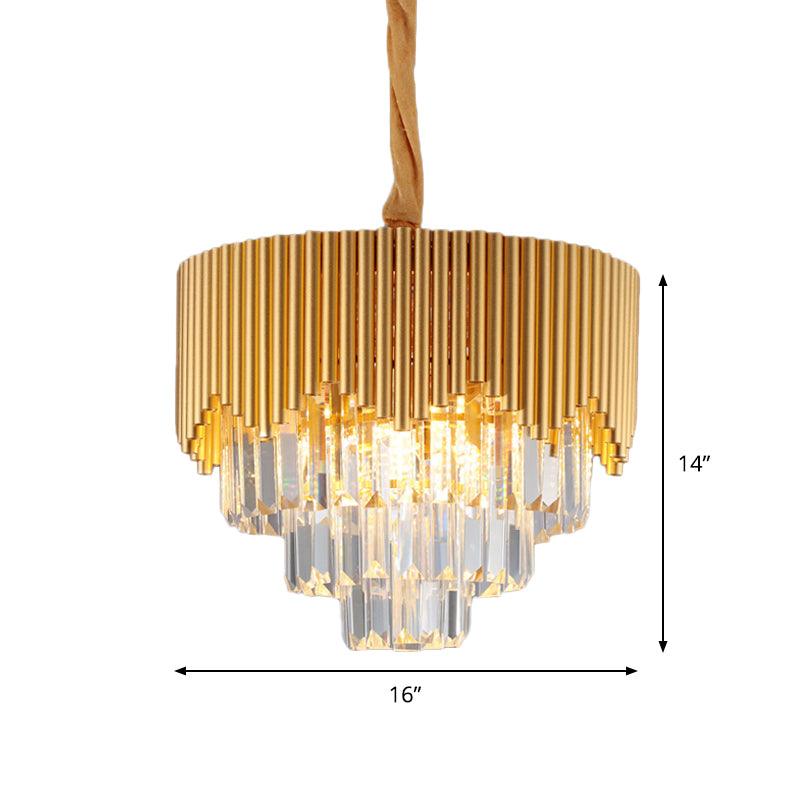4/6/8 Heads Clear Crystal Prisms Chandelier Modern Gold Finish - Rebooters