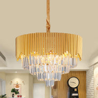 4/6/8 Heads Clear Crystal Prisms Chandelier Modern Gold Finish - Rebooters