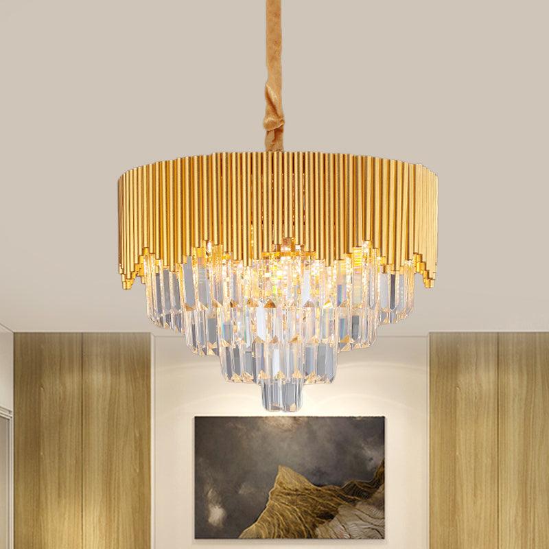 4/6/8 Heads Clear Crystal Prisms Chandelier Modern Gold Finish - Rebooters