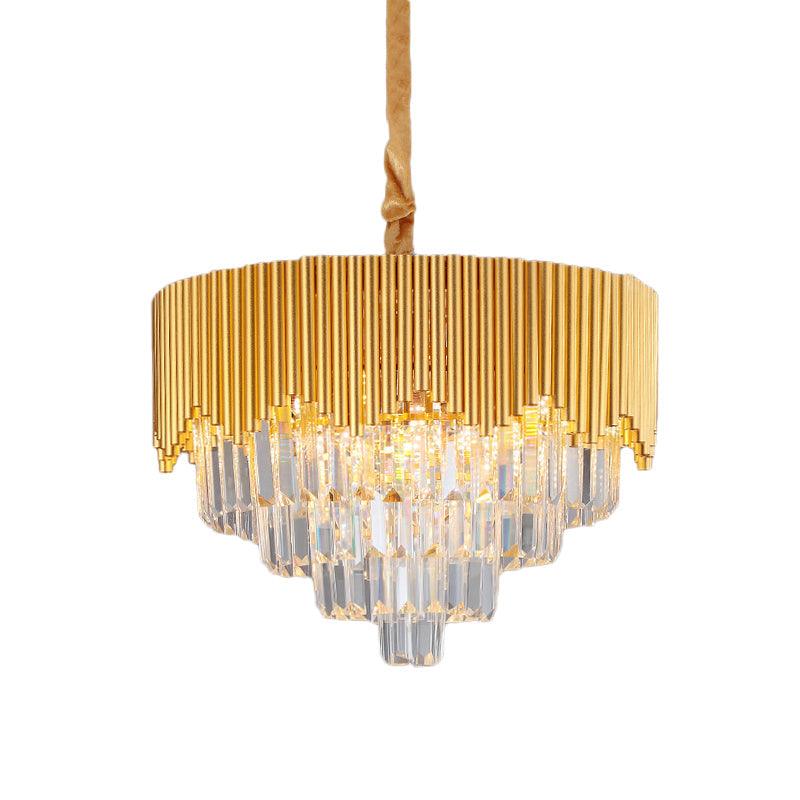 4/6/8 Heads Clear Crystal Prisms Chandelier Modern Gold Finish - Rebooters