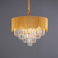 4/6/8 Heads Clear Crystal Prisms Chandelier Modern Gold Finish - Rebooters