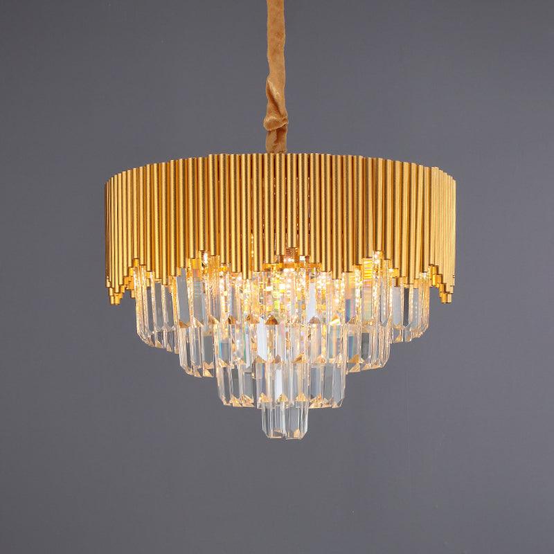4/6/8 Heads Clear Crystal Prisms Chandelier Modern Gold Finish - Rebooters
