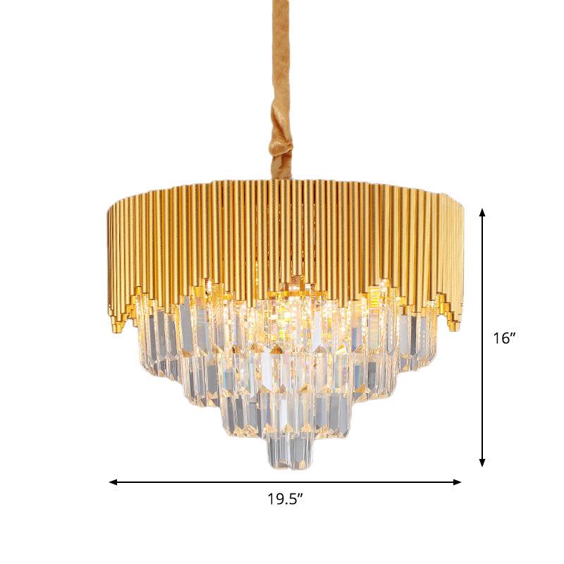 4/6/8 Heads Clear Crystal Prisms Chandelier Modern Gold Finish - Rebooters