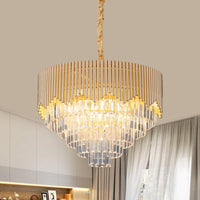 4/6/8 Heads Clear Crystal Prisms Chandelier Modern Gold Finish - Rebooters