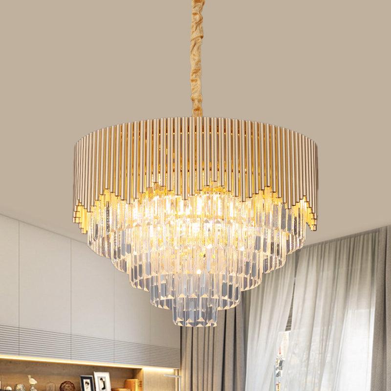 4/6/8 Heads Clear Crystal Prisms Chandelier Modern Gold Finish - Rebooters