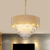 4/6/8 Heads Clear Crystal Prisms Chandelier Modern Gold Finish - Rebooters