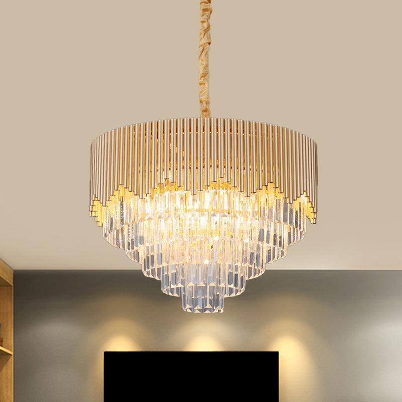 4/6/8 Heads Clear Crystal Prisms Chandelier Modern Gold Finish - Rebooters
