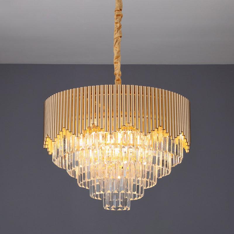 4/6/8 Heads Clear Crystal Prisms Chandelier Modern Gold Finish - Rebooters