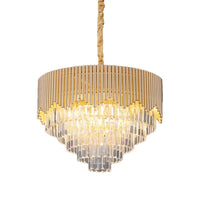 4/6/8 Heads Clear Crystal Prisms Chandelier Modern Gold Finish - Rebooters