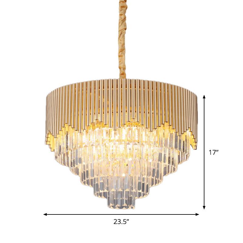 4/6/8 Heads Clear Crystal Prisms Chandelier Modern Gold Finish - Rebooters