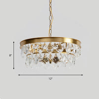 4 Bulbs Ring Chandelier Lamp Contemporary Gold Rhombic Crystals - Rebooters