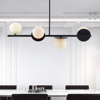 4-Light Ball Island Pendant Contemporary Matte White Glass Ceiling Light in White Black - Rebooters