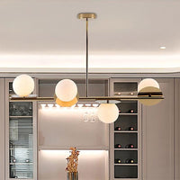 4-Light Ball Island Pendant Contemporary Matte White Glass Ceiling Light in White Black - Rebooters