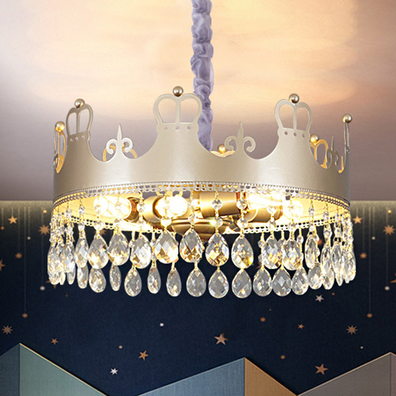 Traditional Crown Chandelier Lamp 6 Heads Clear Crystal Light - Rebooters