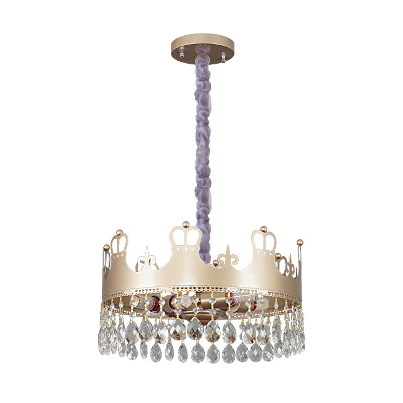 Traditional Crown Chandelier Lamp 6 Heads Clear Crystal Light - Rebooters