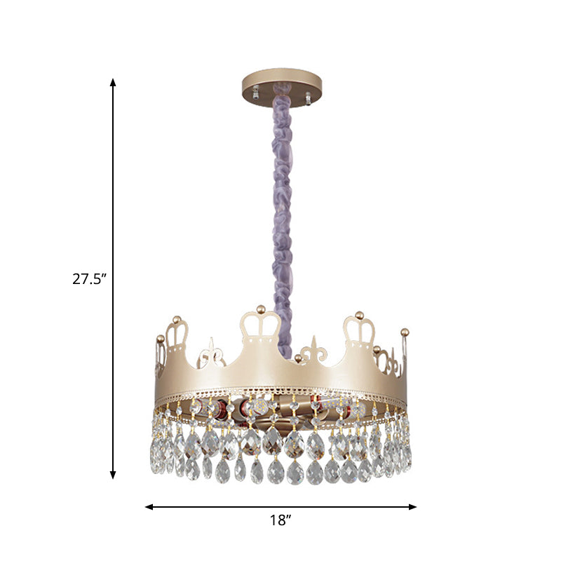 Traditional Crown Chandelier Lamp 6 Heads Clear Crystal Light - Rebooters