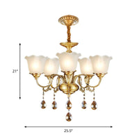 3/5 Bulbs Scrolls Hanging Lamp Traditional Gold Crystal Chandelier - Rebooters