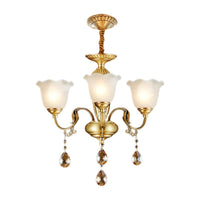 3/5 Bulbs Scrolls Hanging Lamp Traditional Gold Crystal Chandelier - Rebooters