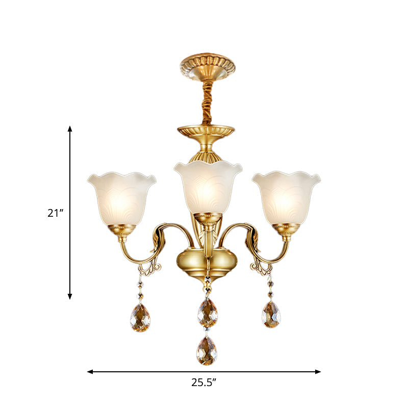 3/5 Bulbs Scrolls Hanging Lamp Traditional Gold Crystal Chandelier - Rebooters