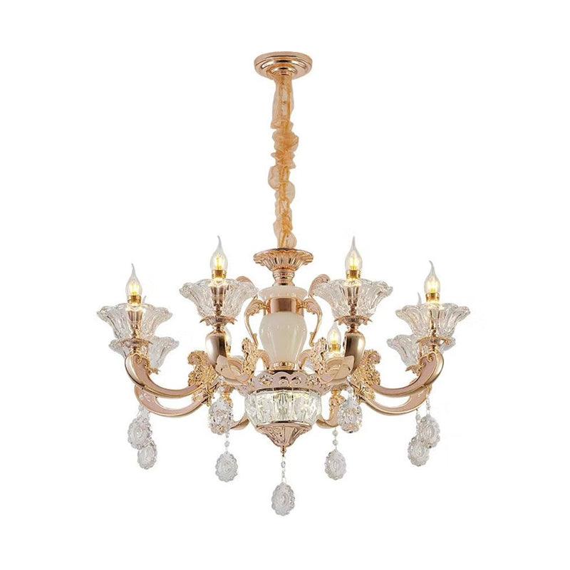 6/8 Bulbs Suspension Lighting Traditional Flower Crystal Chandelier - Rebooters