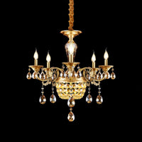 3/5 Heads Chandelier Lamp Traditional Candlestick Clear Amber Crystal Accents - Rebooters