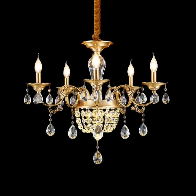 3/5 Heads Chandelier Lamp Traditional Candlestick Clear Amber Crystal Accents - Rebooters