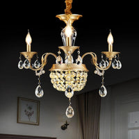 3/5 Heads Chandelier Lamp Traditional Candlestick Clear Amber Crystal Accents - Rebooters