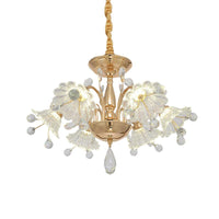 6 Bulbs Curved Arm Chandelier Lamp Gold Finish Crystal Shade - Rebooters