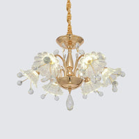 6 Bulbs Curved Arm Chandelier Lamp Gold Finish Crystal Shade - Rebooters