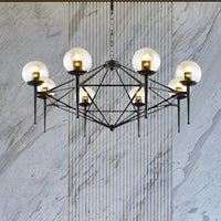 6/8-Bulb Ceiling Lamp with Globe Shade Clear Glass Pendant Light - Rebooters