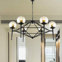 6/8-Bulb Ceiling Lamp with Globe Shade Clear Glass Pendant Light - Rebooters