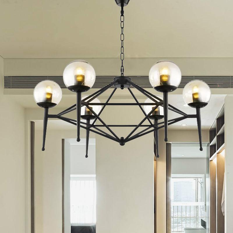 6/8-Bulb Ceiling Lamp with Globe Shade Clear Glass Pendant Light - Rebooters
