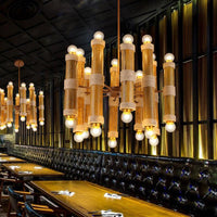 Antique Tube Shade Hanging Lamps Multi-light Bamboo Chandeliers for Living Room - Rebooters