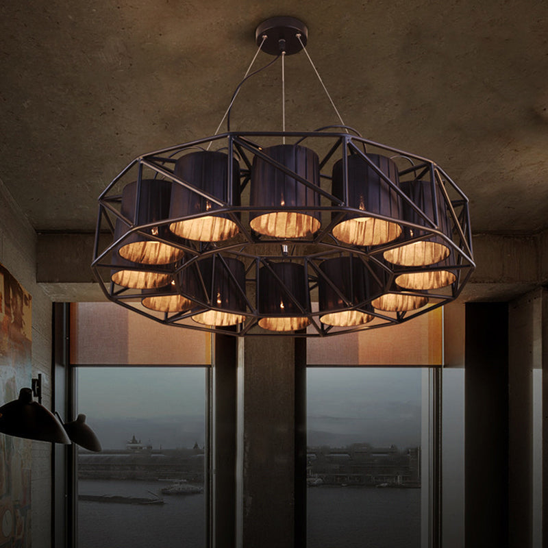 Black Multi-light Chandeliers Metal Round Vintage Fixtures - Rebooters