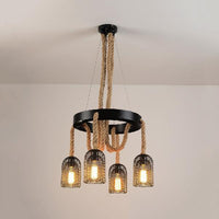 4 Lights Ring Hanging Light with Mesh Shade for Foyer - Rebooters