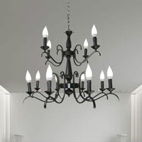 3/5 Heads Flameless Candle Chandelier Vintage Black Lamp - Rebooters