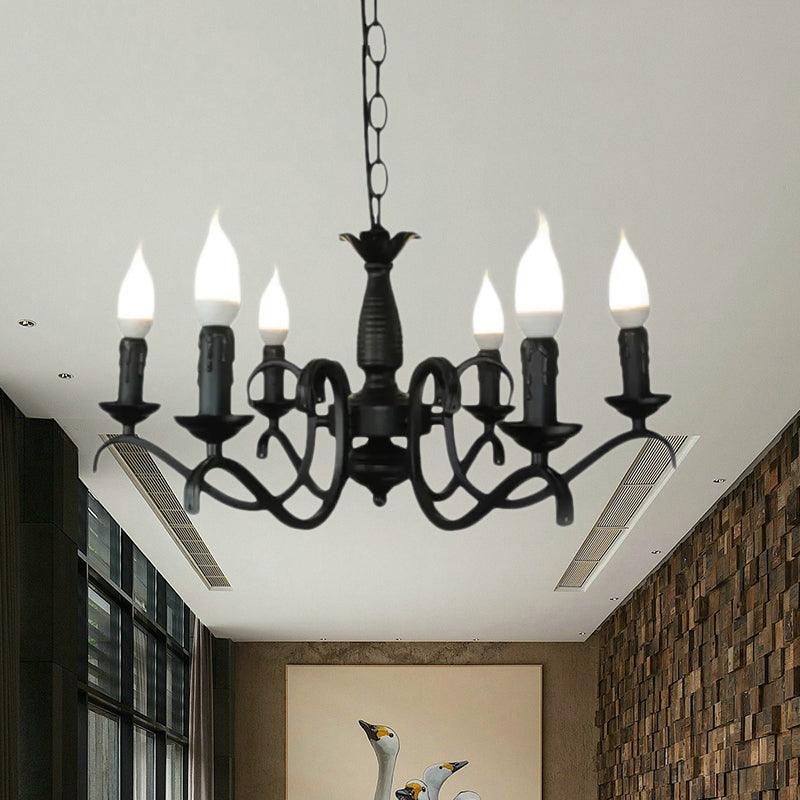 3/5 Heads Flameless Candle Chandelier Vintage Black Lamp - Rebooters