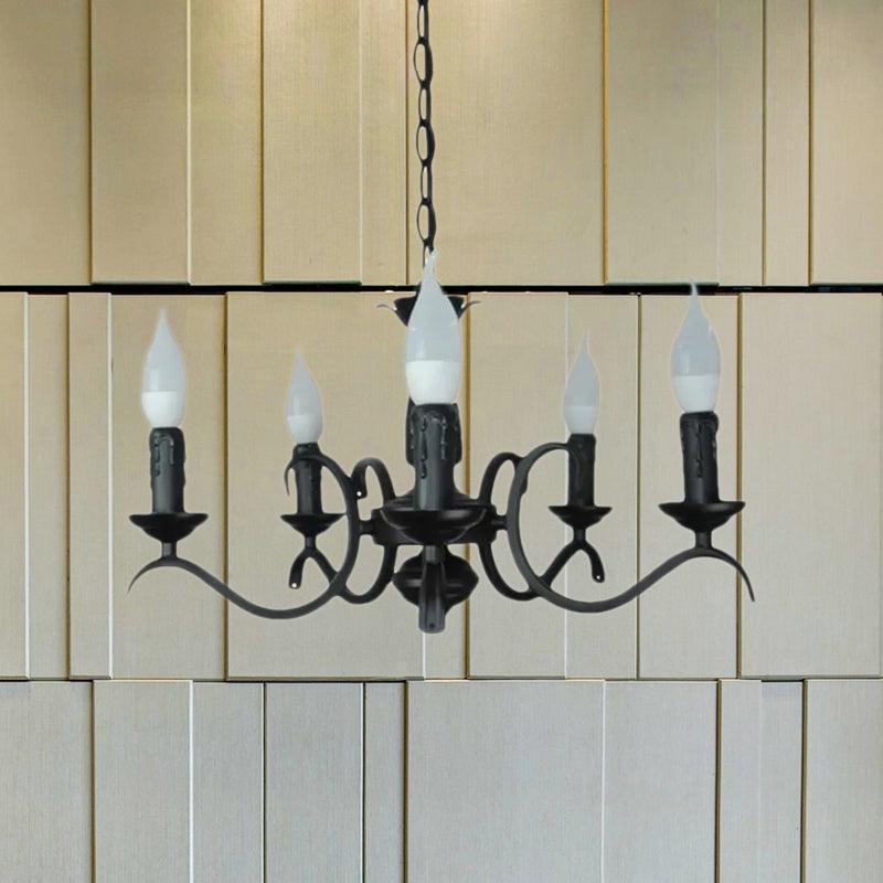 3/5 Heads Flameless Candle Chandelier Vintage Black Lamp - Rebooters