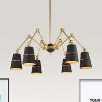 6 Lights Spider Chandelier Light with Cone Shade Retro Style - Rebooters
