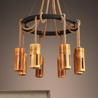Bamboo Chandelier Lamp Lodge Style Multi Lights Pendant - Rebooters