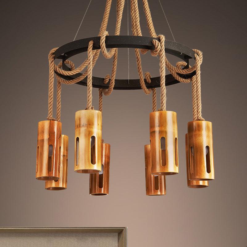Bamboo Chandelier Lamp Lodge Style Multi Lights Pendant - Rebooters