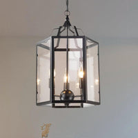 3-Light Clear Glass Hanging Chandelier Vintage Black/White - Rebooters