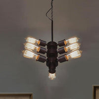 3/4/5 Lights Bare Bulb Chandelier Light Vintage Black Finish - Rebooters