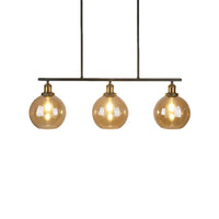 Amber Glass Cone Globe Island Pendant Light Vintage 3 Lights - Rebooters