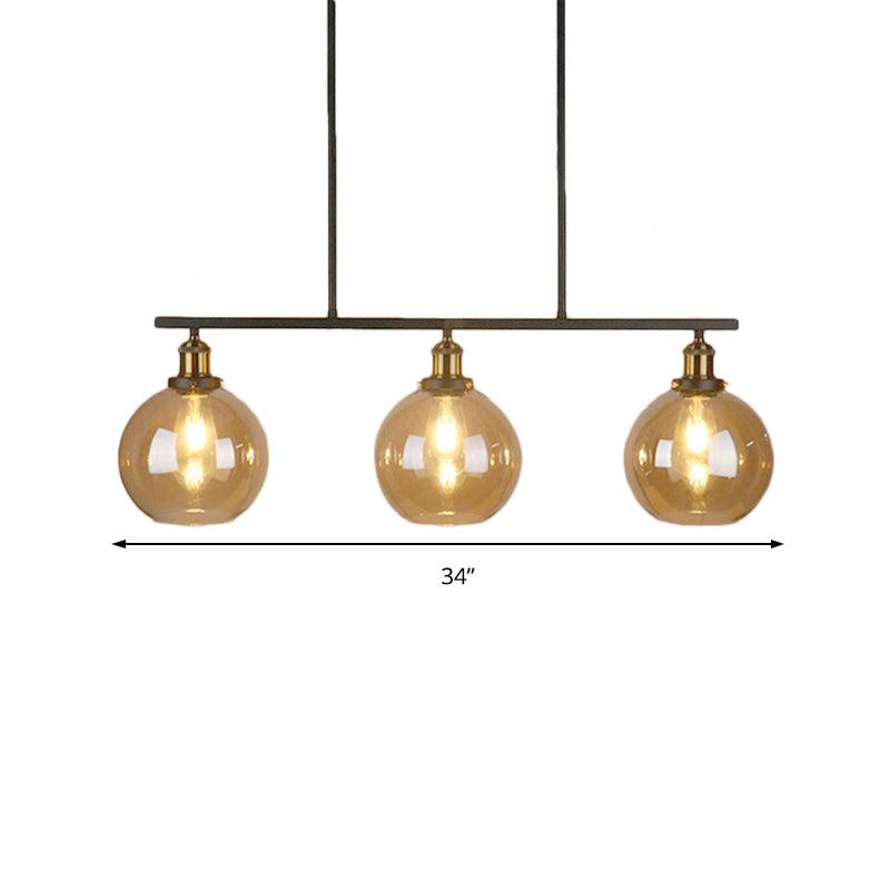 Amber Glass Cone Globe Island Pendant Light Vintage 3 Lights - Rebooters