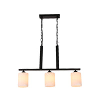 3-Bulb White Glass Island Lamp Industrial Black Cylinder Shade - Rebooters
