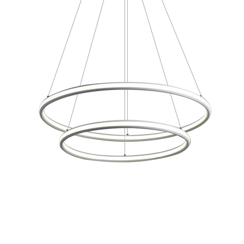 Acrylic Ring Chandelier Simple 1/2/3-Light LED Ceiling Pendant Lighting - Rebooters