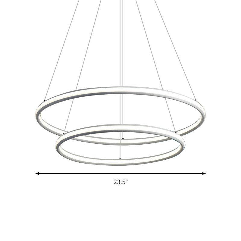 Acrylic Ring Chandelier Simple 1/2/3-Light LED Ceiling Pendant Lighting - Rebooters