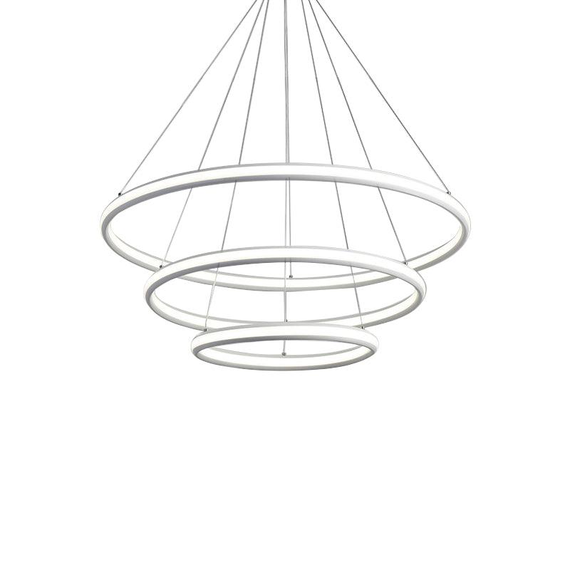 Acrylic Ring Chandelier Simple 1/2/3-Light LED Ceiling Pendant Lighting - Rebooters